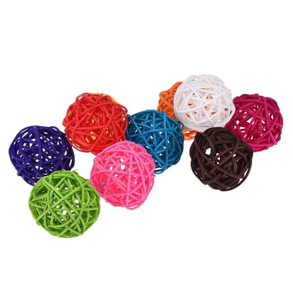 5/10pcs Colorful Rattan Balls Parrot Toys Bird Interactive Bite Chew Toys for Parakeet Budgie Cage Accessories Bird Toys 6