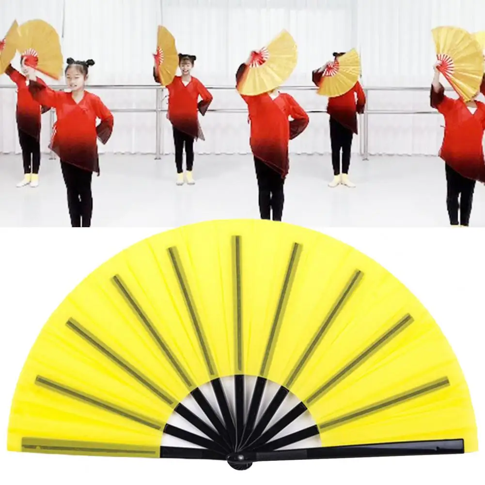 Kung Fu Fan Kung Fu Tai Chi Fan Plastic Solid Color Martial Arts Dance Folding Classical Performance Dance