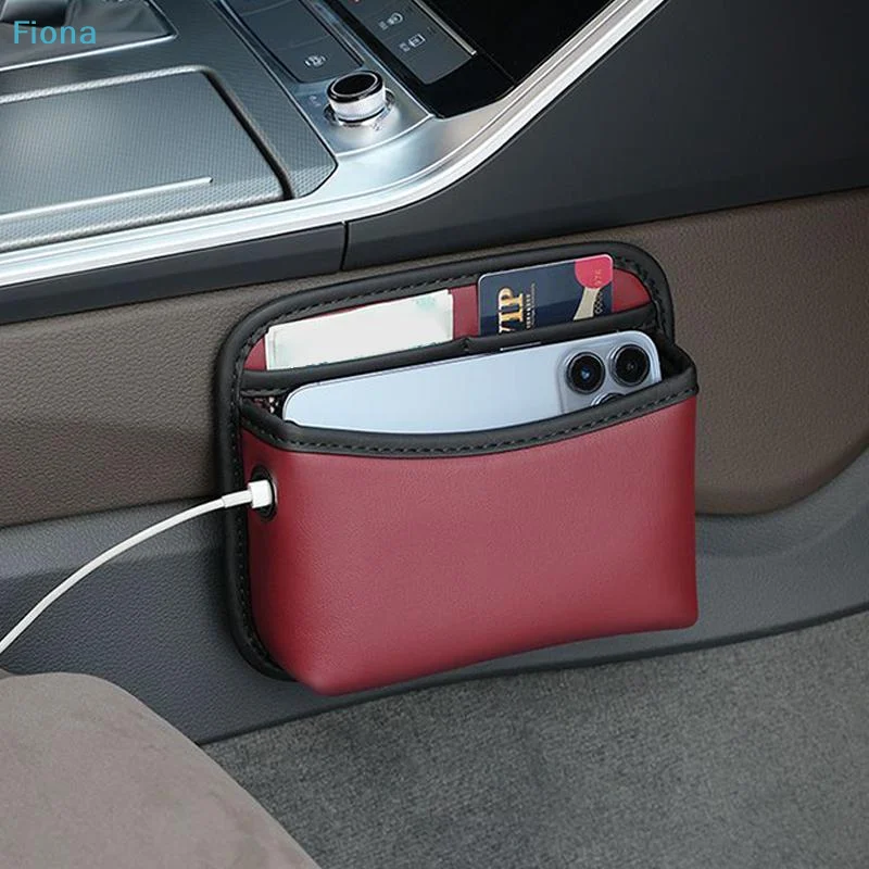 ✔ Borsa portaoggetti laterale per portiera auto, organizer in pelle PU con tasca a rete per carte, telefono, occhiali da sole, accessorio universale per interni auto - Image 3