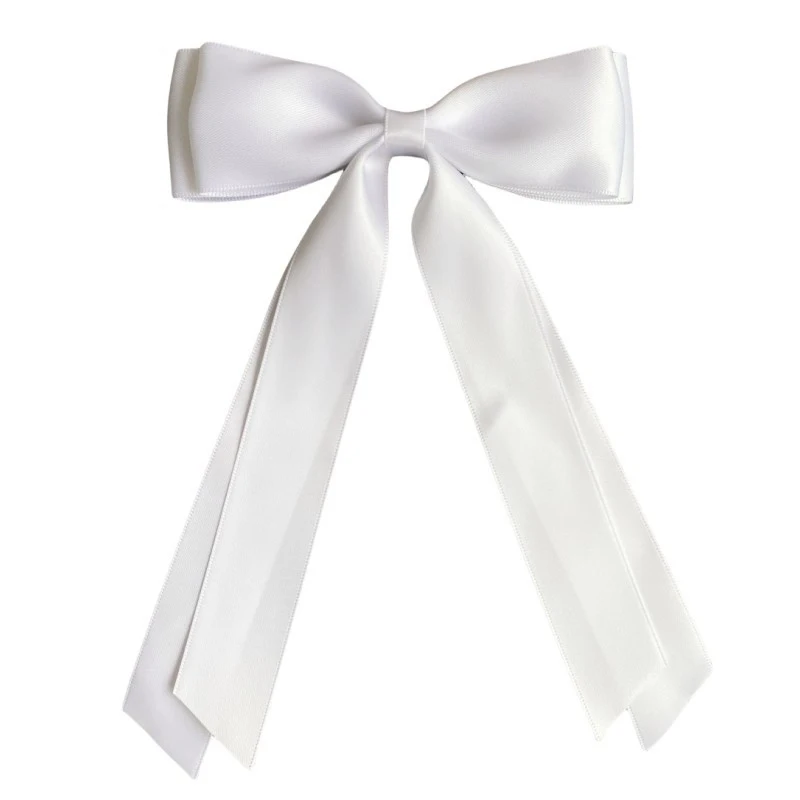 Süßes Haar Satin Bogen Clip Haarnadel für Frauen Mädchen Band Bowknot Haars pangen Frauen lange Schleifen Haars pangen Kopf bedeckung Kopf bedeckung – Detail 11