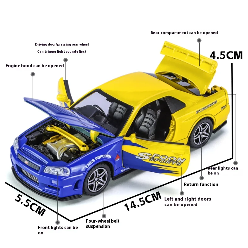 Couleur Refit Noir Nissan Skyline Ares GTR R34 R35 modèle de voiture de