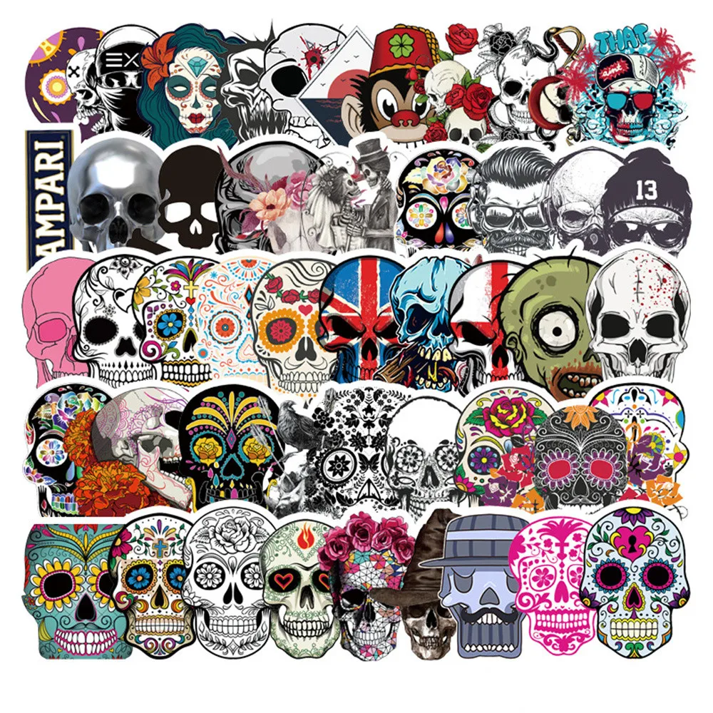 

10/30/50PCS Cartoon Horror Skull Sticker for Toys Luggage Laptop iPad Skateboard Phone Journal Car Guitar Sticker Wholesale