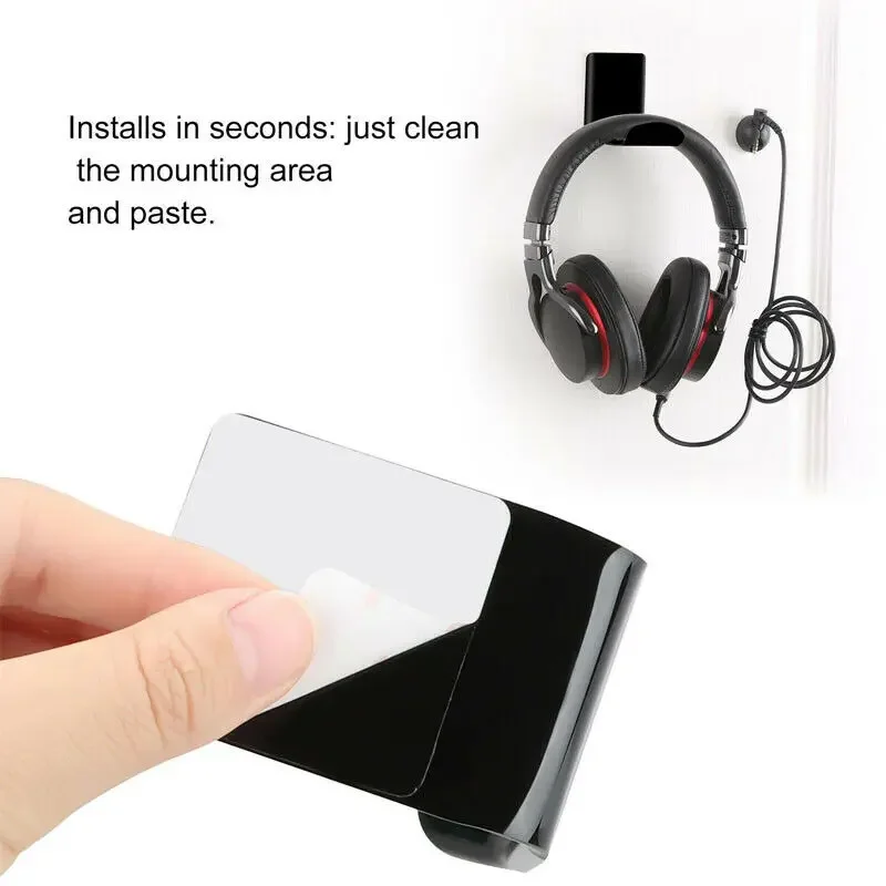 Headset Holde Self-Adhesive Mounted Headphone Hanger PC Monitor Display Headset Earphone Hook Rack Headphones Accessories