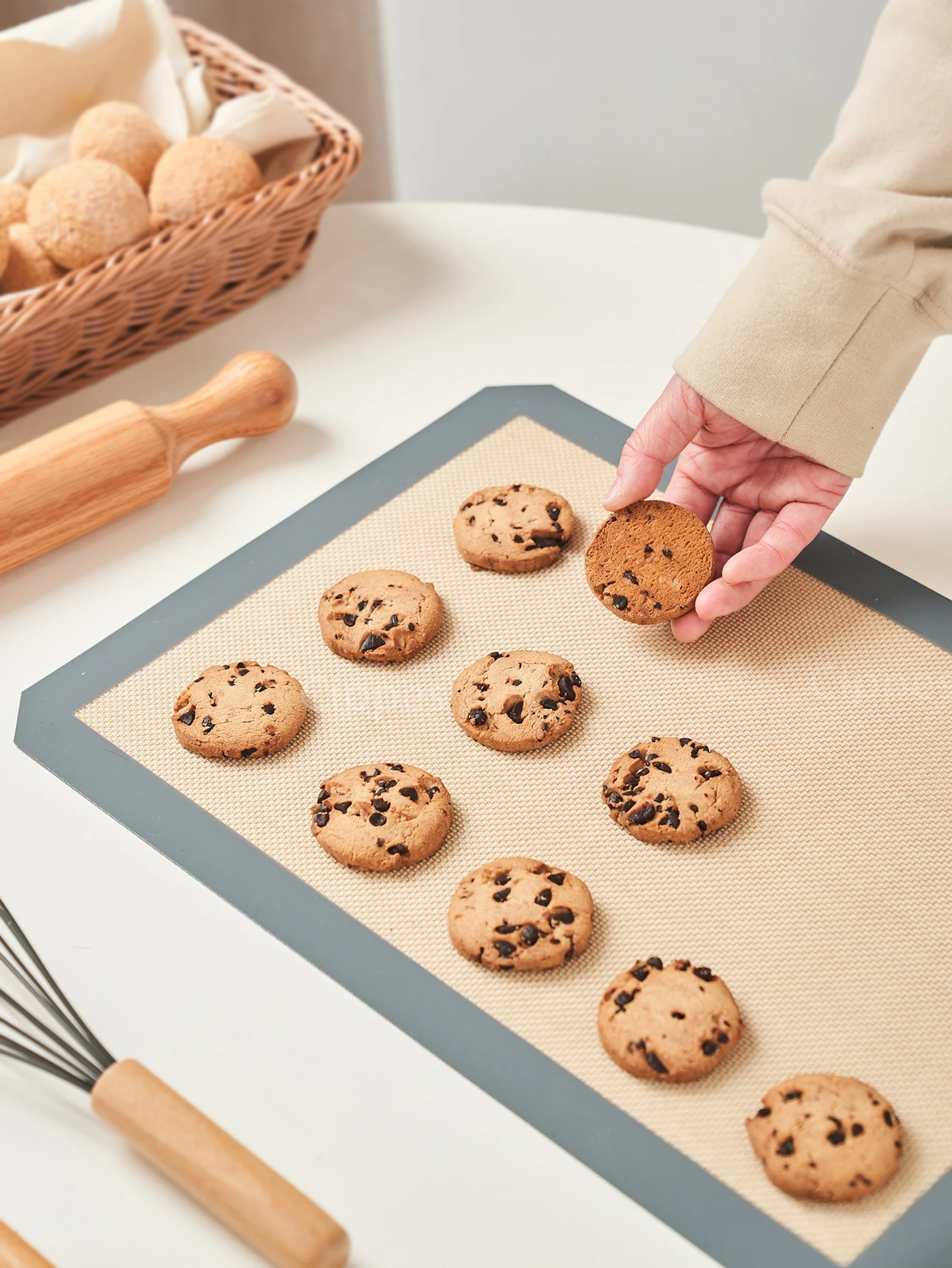 3PCS Silicone Baking Mats for Oven, Reusable Non Stick & Heat Resistant Bakeware Sheets, for Cookie, Macaron, Bread, Biscuits