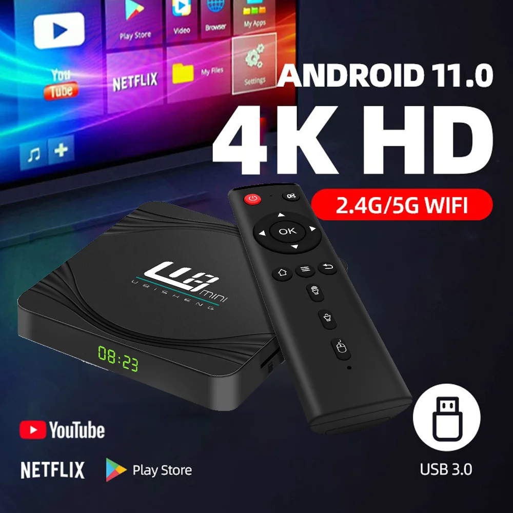 Ubisheng Android 11 Tv Box Amlogic S905W2 Dual Wifi 16G Quad Core Cortex A53 Supporto 4K Media Player Global Set Top Box