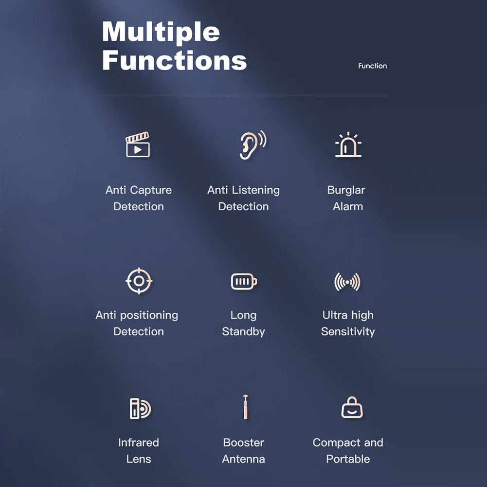 Wireless RF Signal Scanner 5 Levels Adjustable Sensitivity Signal Detector GPS Detector for Travel Hotel Car for Office Bathroom