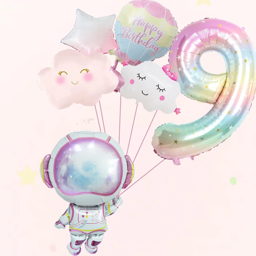 Rosa Astronauten-Heißluftballonwolke, digitales Ballon-Set, geeignet für Jubiläen, Geburtstage, Hochzeiten – Detail 10