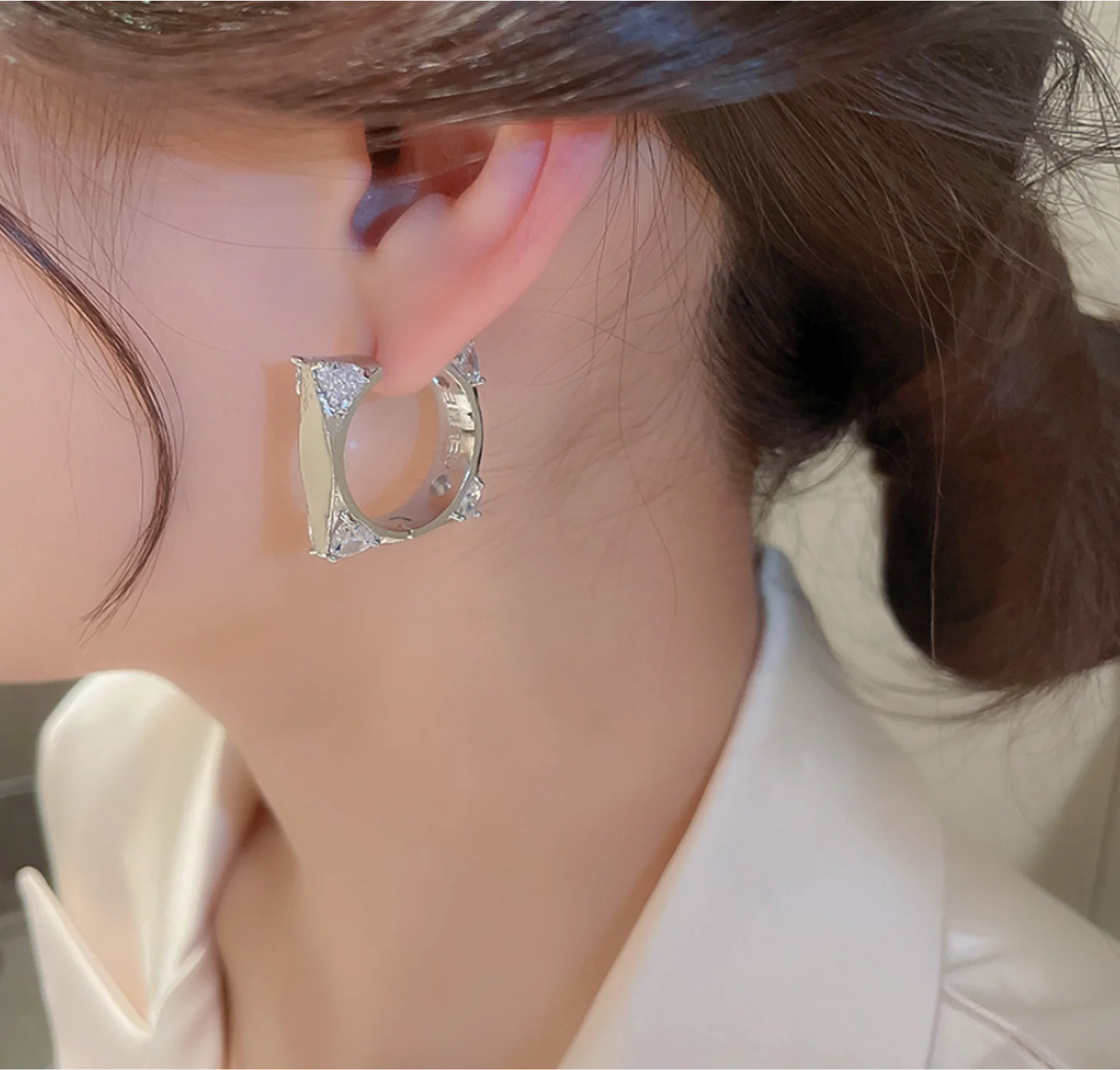 2022 new trend S925 silver needle zircon Square Letter copper metal Earrings for women Fashion Jewelry