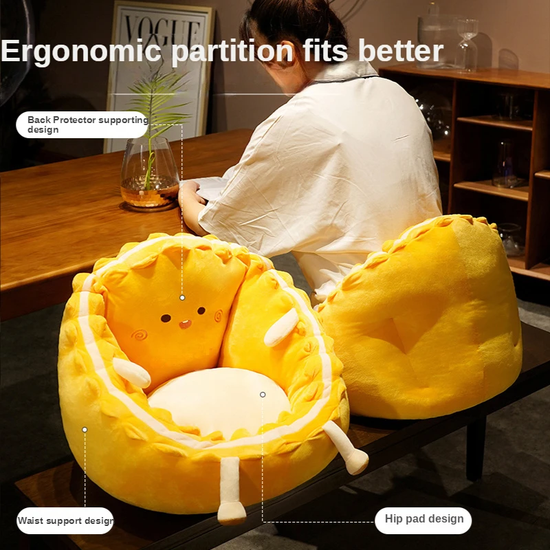 Tecknad kudde Halvomgiven sovrumsgolv Mjuk rumpkudde Kontorsstol Midjestöd Kex Futon Golvmatta Soffunderlag_voghion.com