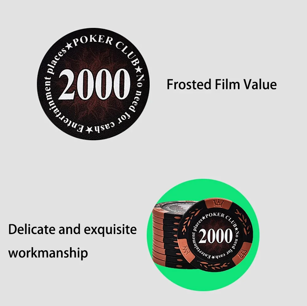 10PCS Clay Chips 40mm Texas Hold'em Poker Chip Coins Casino