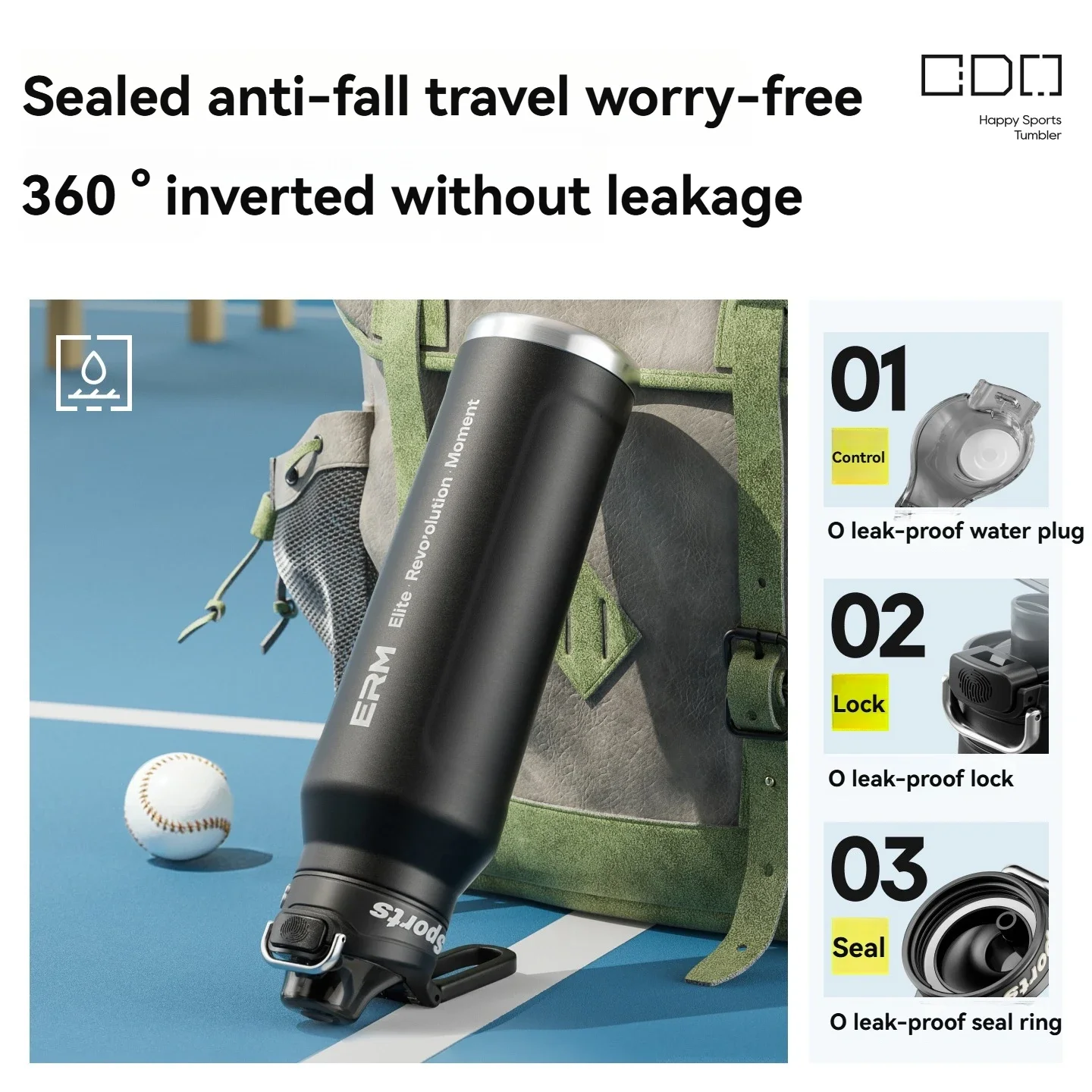 Stainless Steel Water Bottle  Cycling Tumble Insulated Cold And Hot Flasks Double Wall Portable With Handle Sports Outdoor Cup - 6