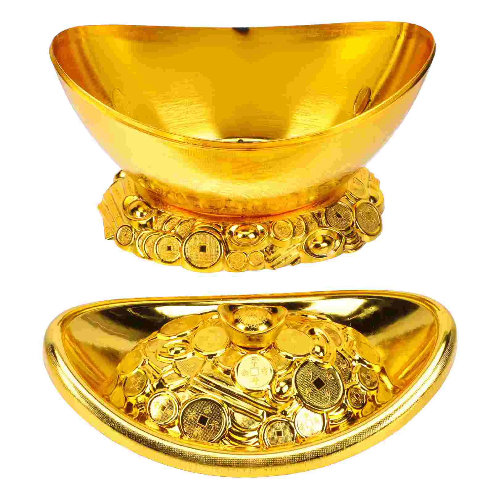 

Office Decor Golden Ingot Chinese Yuan Bao Feng Shui Lucky Money Candy Box Organizer Prosperity Wealth Charm Auspicious