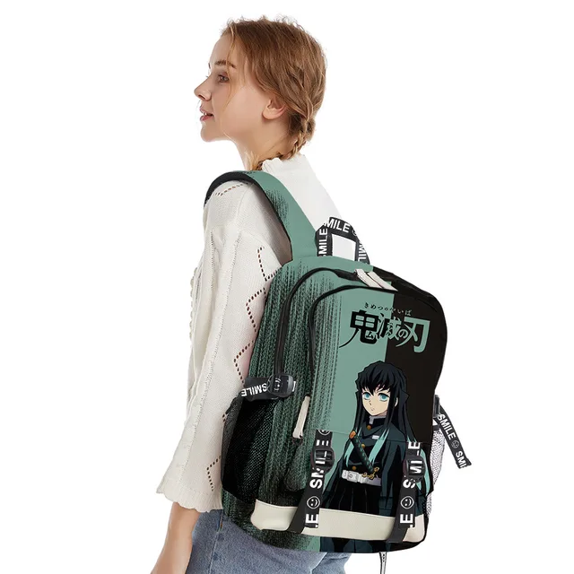 3Pcs/Set Anime Laptop Schoolbag Slant Demon Slayer Backpack Creative Super  Anime 3D Printed+Shoulder Bags with Pencil Case Back to School Gifts 