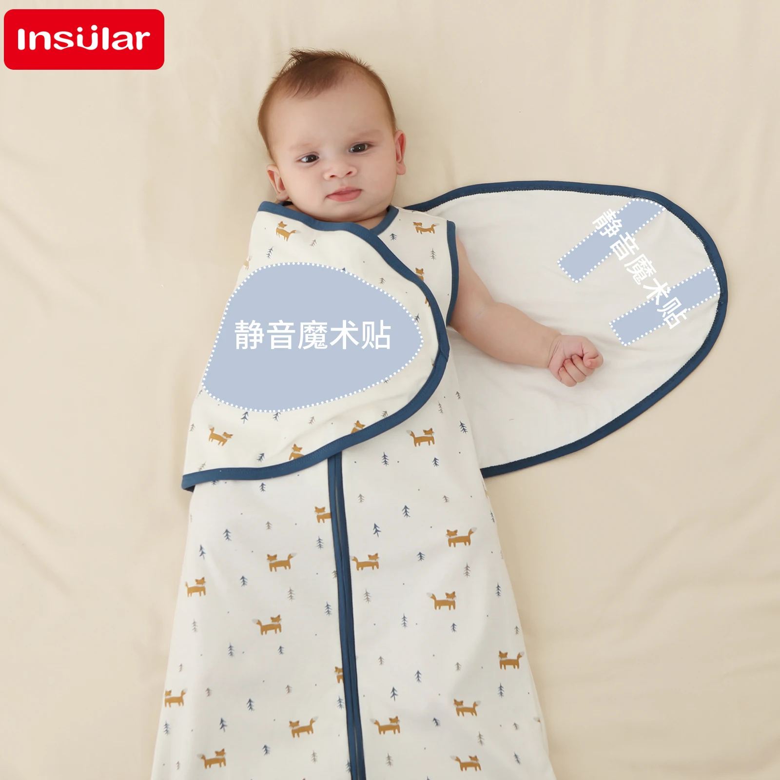 INSULAR Infant Swaddle Blankets Newborn Anti-startle Wrap Cloth Cartoon Kids Thin Cotton Sacks 100% Cotton Multi-functional 3