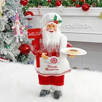 Christmas Sitting Standing Santa Claus Figurines Doll Cute 12inch Xmas Tree Party Ornament Table Office Fireplace Home Decor 3
