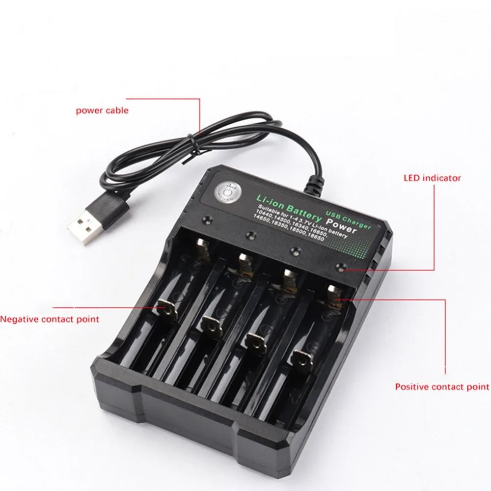 Battery Charger Battery Charger Adapter 1/2/4 Slots 18650 Battery Charger For 3.7V Rechargeable Lithium AC 110V/220V 10440 14500 16340 16650 14650 18350 18500 Batteries