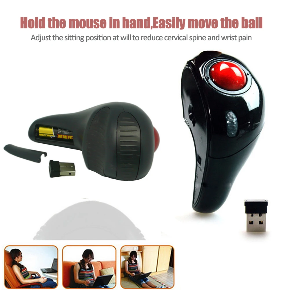 

CHYI 2.4G Wireless Trackball Mouse USB Air Laser Mouse Ergonomic Handheld Optical Mause For Laptop PC Computer Right Left Hand