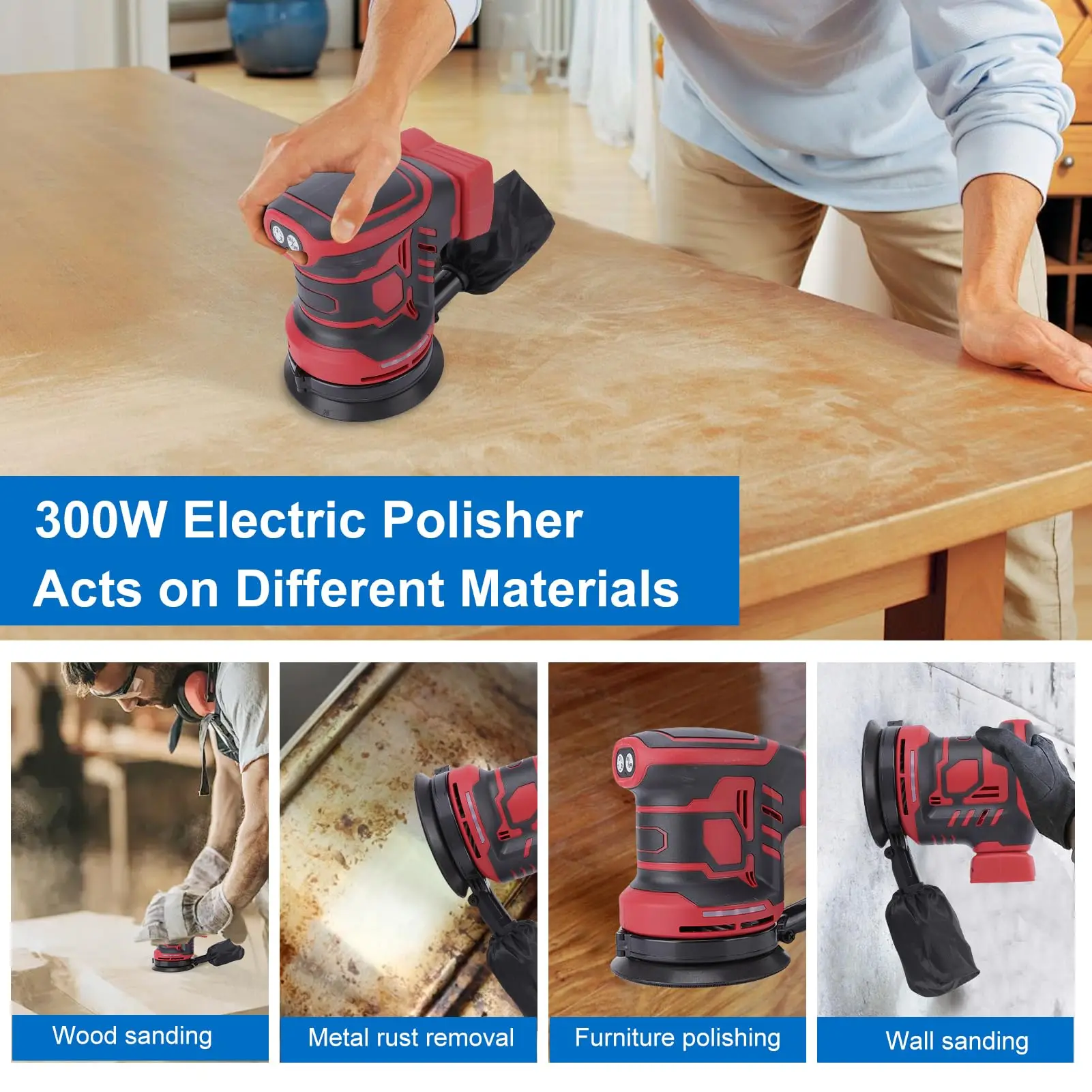 Brushless Electric Random Orbital Sander 3 Gears Polisher Grinder 125MM Woodwork