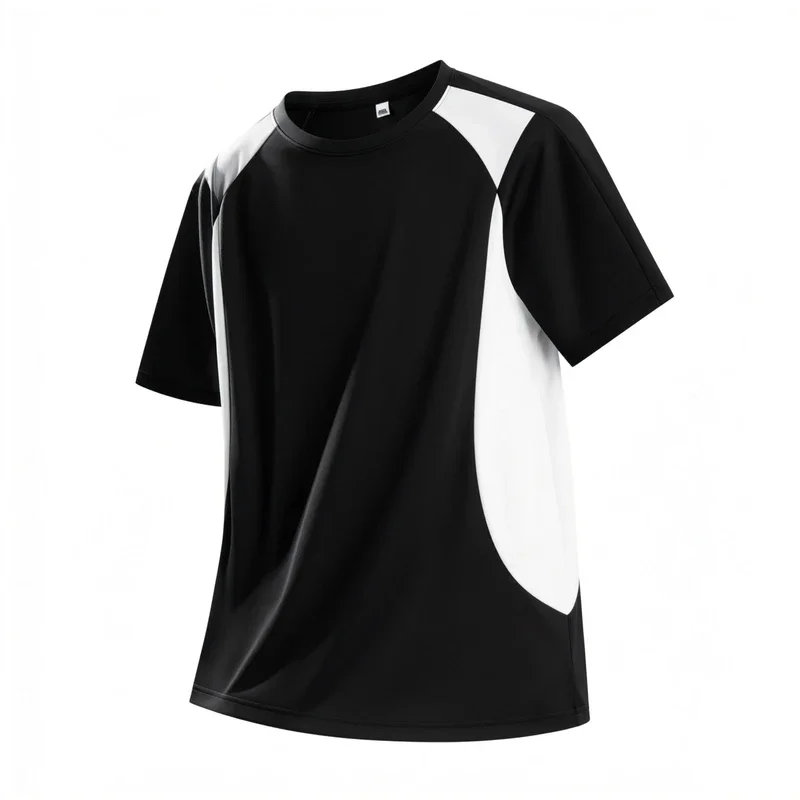 Feuchtigkeitsableitendes Lauf-T-Shirt mit Rundhalsausschnitt Trainings- und Sportshirts Leichtes Schnelltrocknendes Kurzarm-Fitness-Oberteil für Herren
