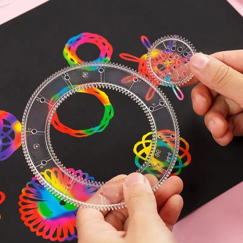 Drawing Toy Spirograph Design Arts Craft Kit 10-33pcs Classic Amazing Rainbow Magic Scratch Paper Set Children Kids Educational