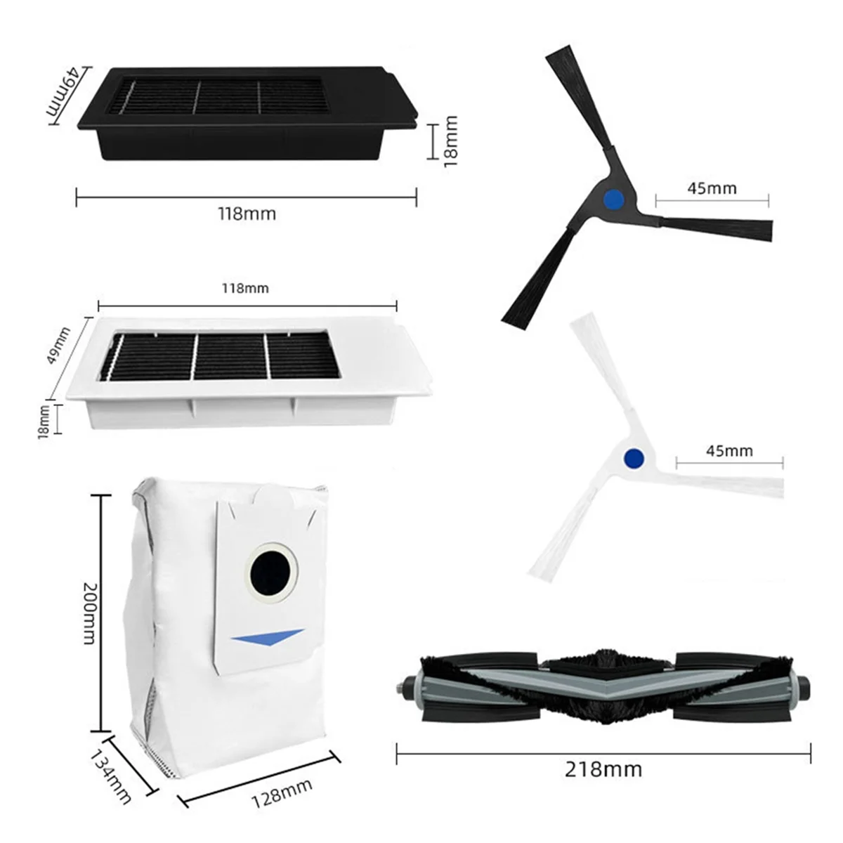 

Запчасти для робота-пылесоса Ecovacs Debot X2 / X2 Pro / X2 Omni, основная боковая щетка, фильтр НЕРА, насадка на швабру, мешок для пыли
