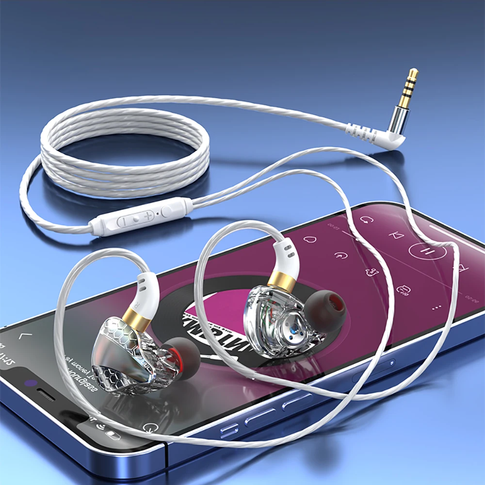 3.5mm Wired Headphones Microphone Bass-boosting Headphone Speaker Enhanced Sound Wired In-ear Headset with for Gaming