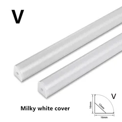 Premium LED Aluminum Channel with U/V Shape - 0.5m, Milky White/Transparent Cover (V Milky cover)
