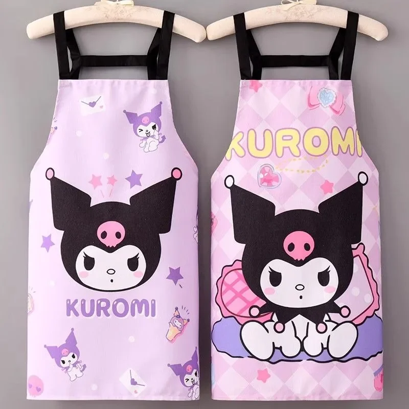 

New product Sanrio Kuromi cartoon cute kawaii women's summer thin cooking apron stain-resistant home kitchen work clothes