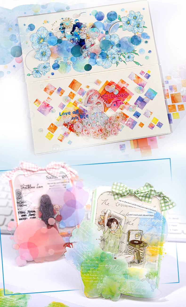 60mm * 2m PET Klebeband Aufkleber Kreativität Scrapbooking Hand Konto Klebstoff handgemachte Diy Junk Journal Handwerk liefert – Detail 11