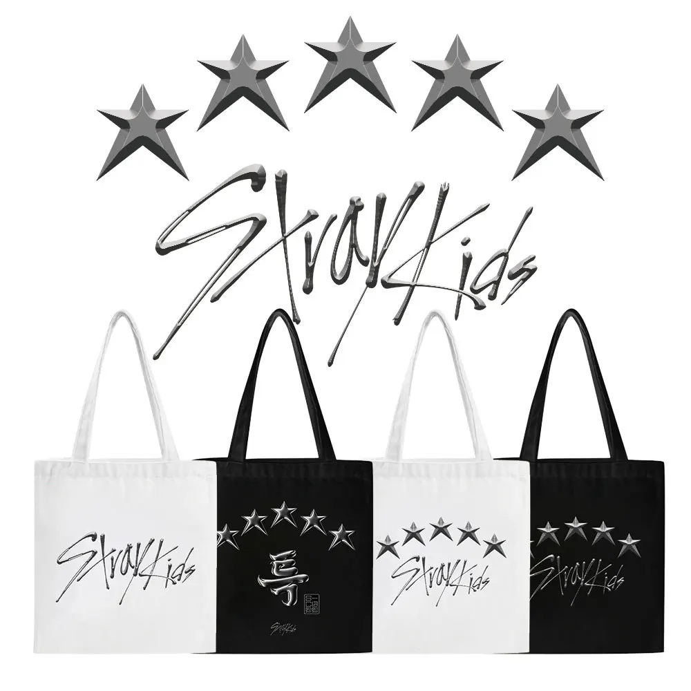 

KPOP Stray Kids 5-STAR Повседневная Большая вместительная сумка через плечо Hyunjin Felix Han сумка для покупок модная Холщовая Сумка На Молнии веерский подарок