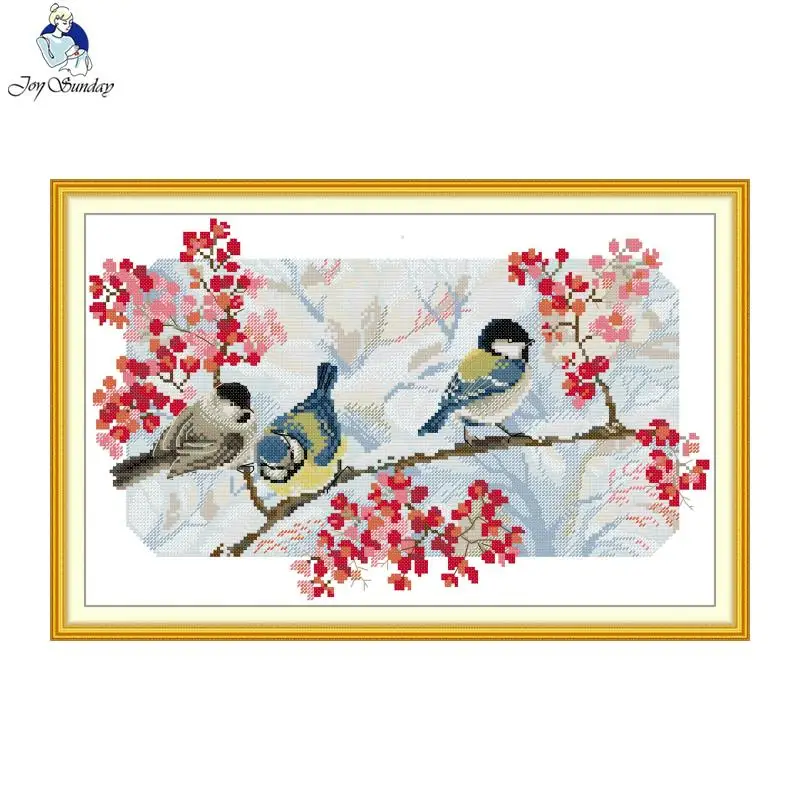Freude Sonntag drei kleine Vögel Muster Kreuz stich Kits DIY Aida Stoff 16/14/11ct gedruckt gezählt Leinwand Nadel Sticks ets