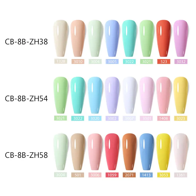 Cloubeute 용수철 파스텔 컬러 젤 네일 광택제 세트, 15ml, 8 개 세트, UV 램프 아래 건조, 전문 네일 살롱 소녀 선물