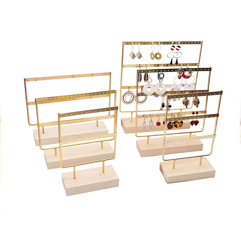 Earring Rack Solid Wooden Base Earring Studs Storage Accessories Jewelry Trinkets Earrings Showcase Stand for Jeweler Sellers