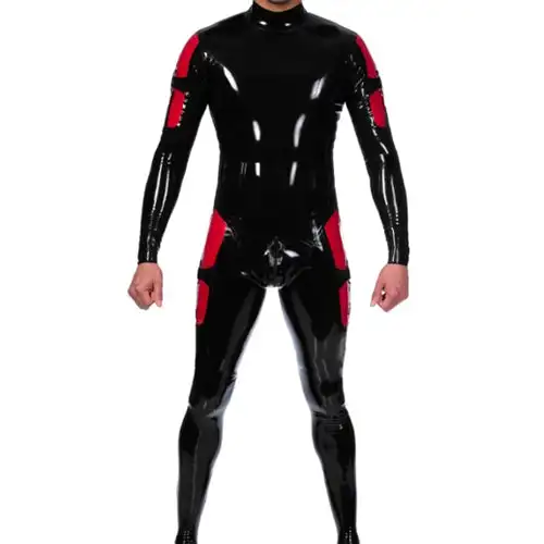 

Latex Gummi Rubber Catsuit Schwarz Sexy Sport Cosplay Overall Ganzanzug S-XXL Cool Black Clubwear Bodysuit 0.4mm