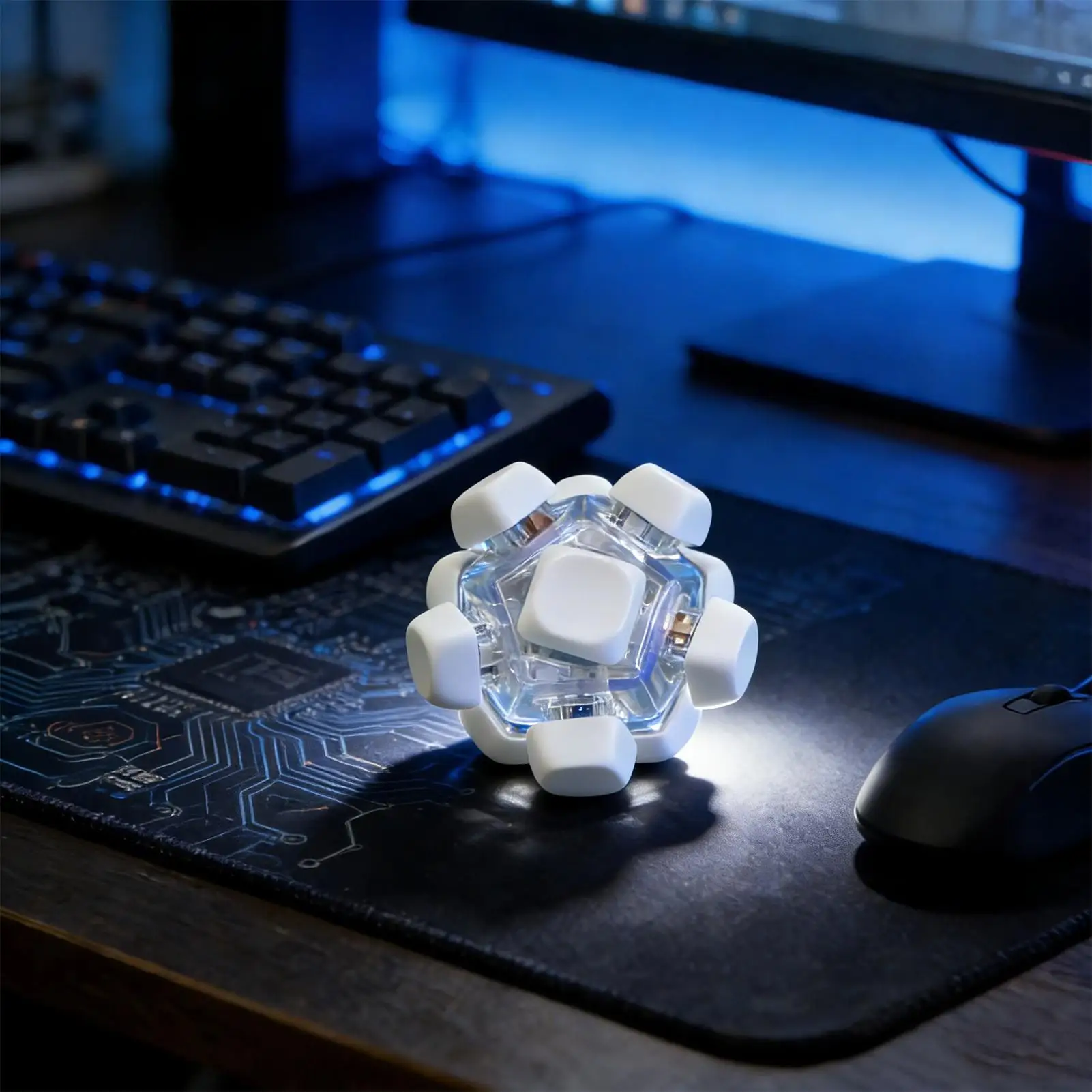 키보드 피젯 장난감 공 모양의 12키 감각 게임(LED 조명 포함) 휴대용 프레스 버튼 키보드 핑거 클리커 감각 장난감