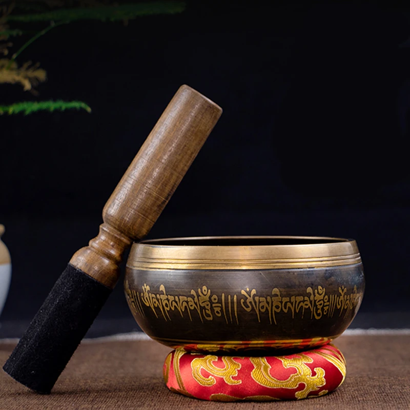 Nepal Handmade Buddha Sound Black Bowl Therapy Yoga Meditation Singing Bowl Prayer Bowl Home Decor Ornaments 3