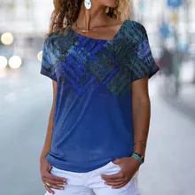  Women's Casual Weekend Abstract Painting T shirt Tee Graphic Short Sleeve Print V Neck Basic Tops Green Blue Purple S / 3D Print 