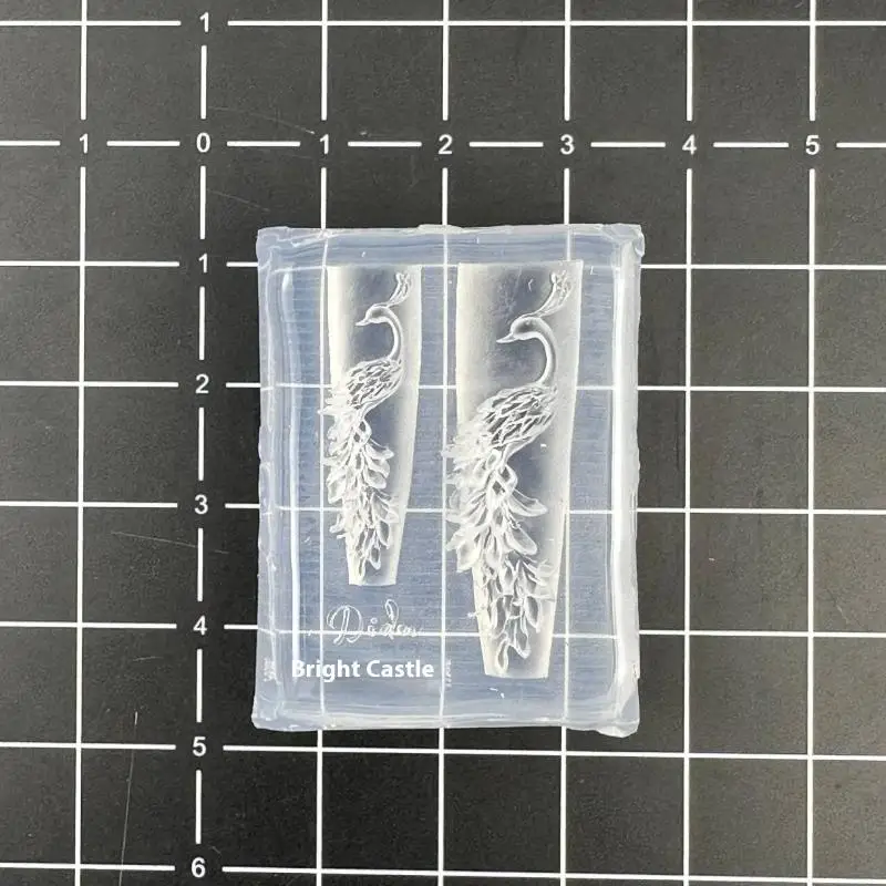 원피스 공작새 3D 엠보싱 실리콘 예술적 네일 디자인 DIY 매니큐어 몰드