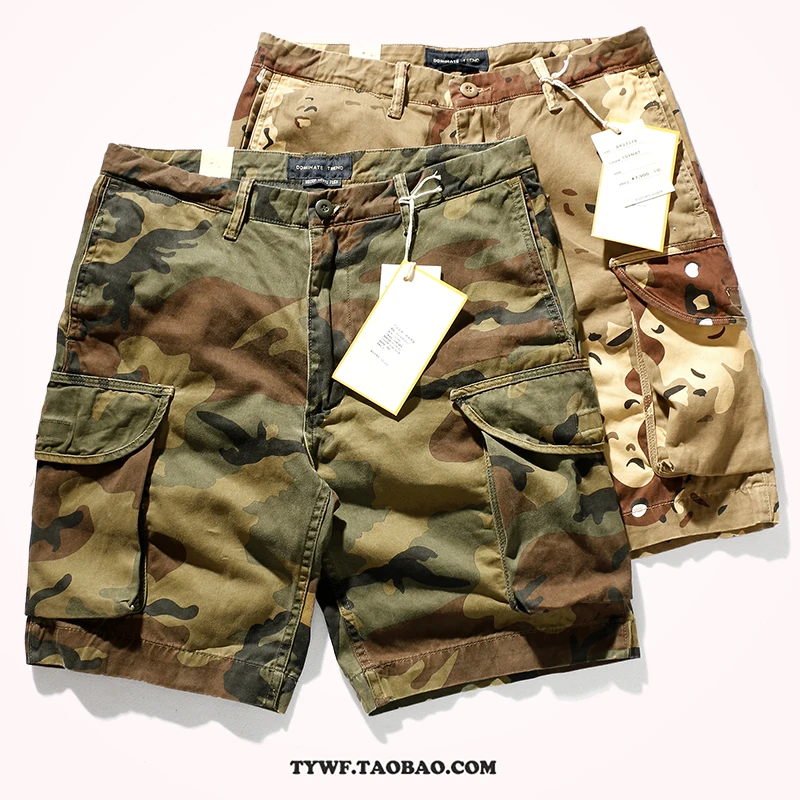 남성용 모래 사막 정글 위장 패턴 반바지, 레트로 아메리칸 코튼 하프 팬츠, 청년 캐주얼 스트레이트 작업복, 여름