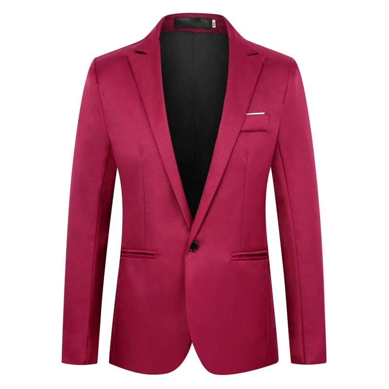 Fashionable Slim Men's Blazer Casual Single-breasted Wedding Jacket Youth Slim Fit Smooths Silhouette mens blazer