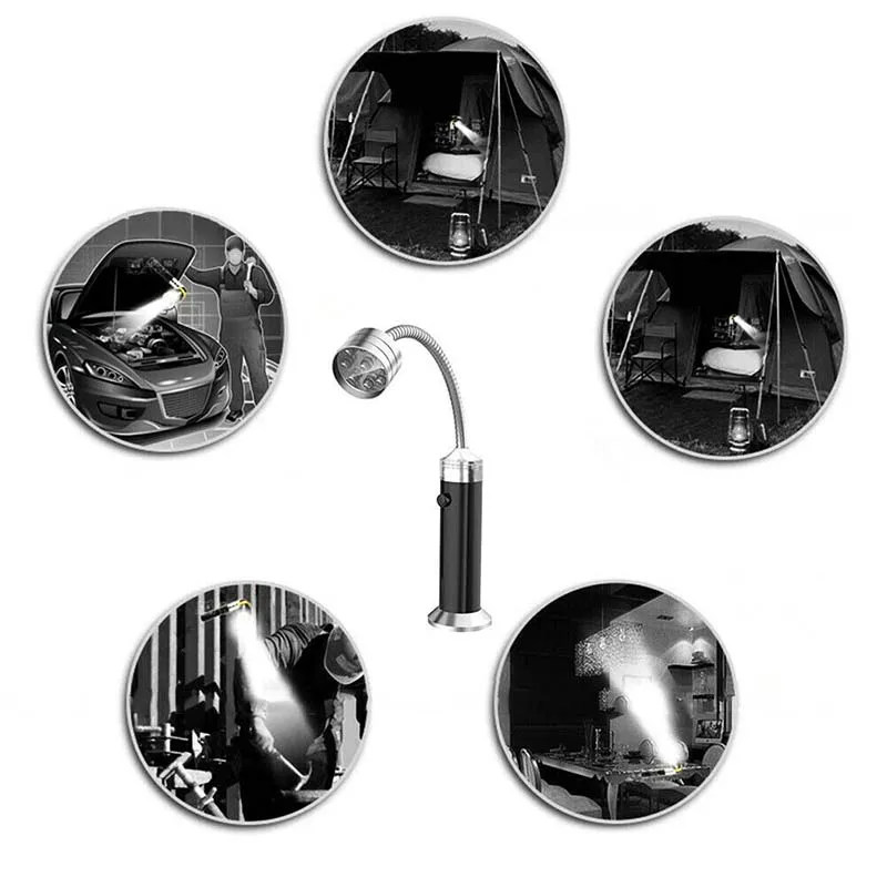 9 LED Flashlight BBQ Grill Light Outdoor Magnetic Base Soft Tube Torch 1pc bbq grill light