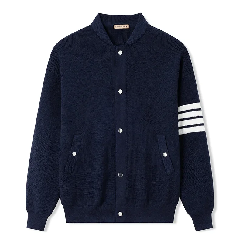 

Мужской кардиган для гольфа с усовершенствованной текстурой, свитер, одежда, пальто, мужская одежда с воротником поло, облегающая Осенняя верхняя одежда, трикотажная модная нить