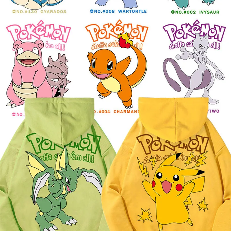 

Pokemon Pikachu Go Mewtwo Gengar Couple Hoodies Sweatshirt Tracksuit Sports Sweatshirt Winter Retro Harajuku Casual Loose Jumper