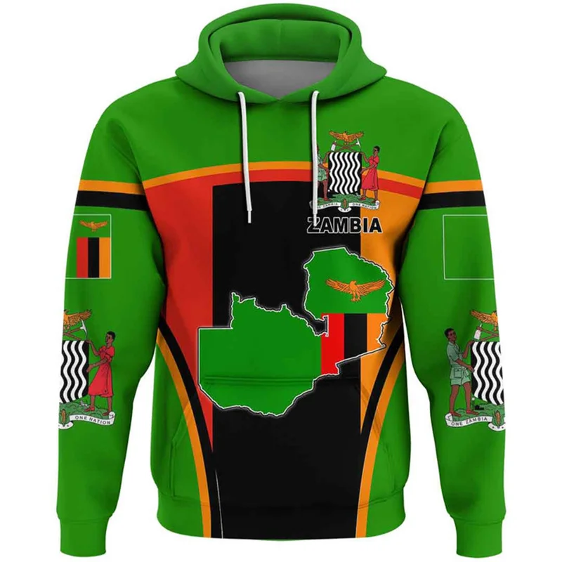 3D African The Republic-Of Zambia Flag Printing New In Hoodies & Sweatshirts Zambia Ethnic Emblem Graphic Hooded Hoody Pullovers
