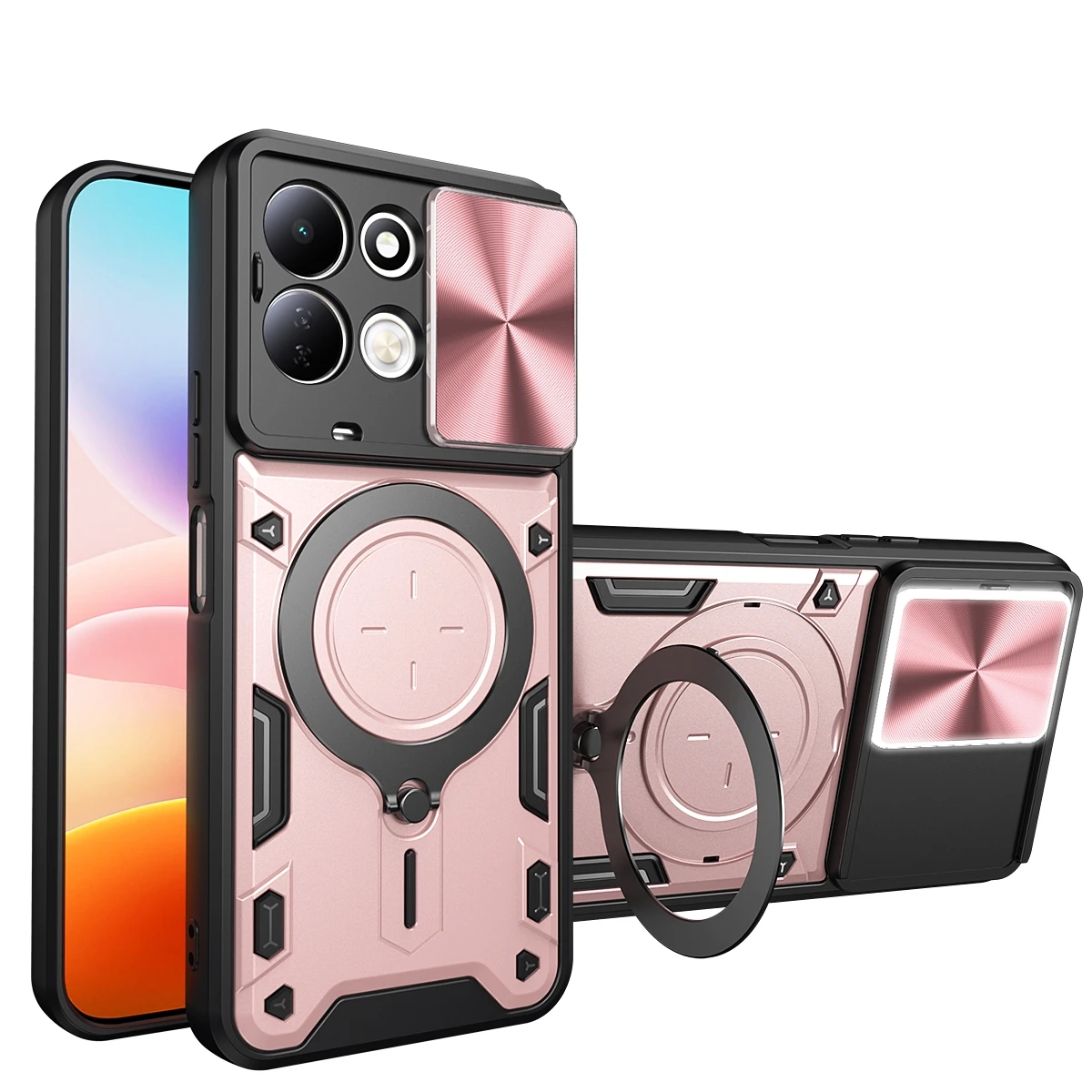 Slim Shockproof Kickstand Phone Case with Lens Protector