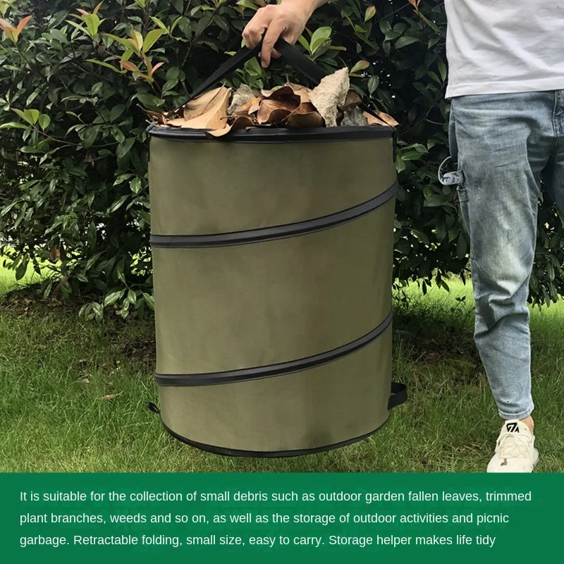 

Garden Trash Can Folding Trash Can Garden Storage Fallen Leaves Storage Outdoor Trash Can Oxford Cloth Large Capacity Weed Bags