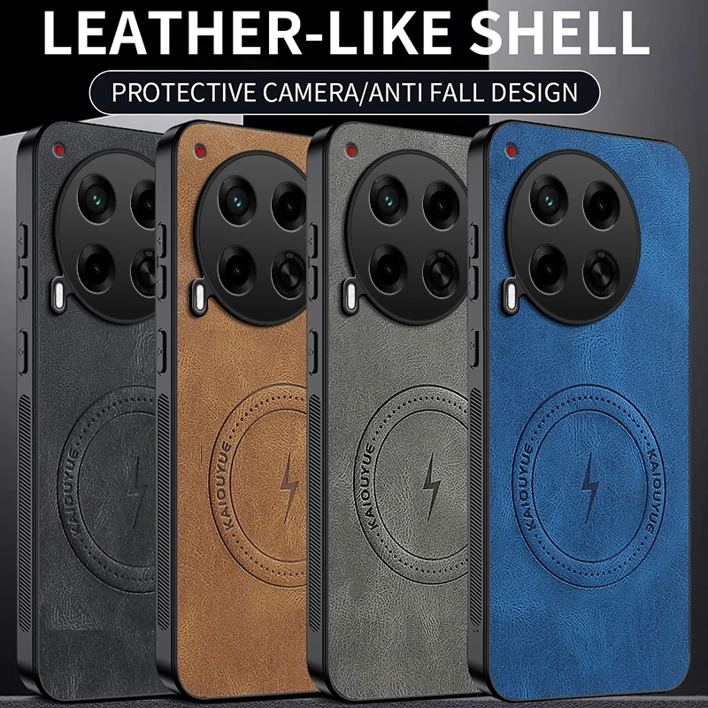 Luxury Leather Retro Business Men's Phone Case - Magnetic Sheepskin Back Cover