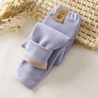 New Winter Children's Fleece Warm Render Pants for Boys Girls Thicken Velvet Leggings Kids Baby Base Pants Thickened Trousers 2