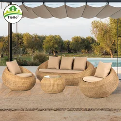 Outdoor Garden Leisure Rattan Sofa Table Chair Balcony Courtyard Round Small Tea Table Sofa Chair Combination Outdoor Furniture