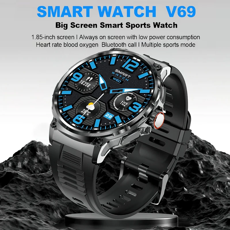 

Original V69 Smart Watch for Men 1.85inch HD Screen 710Mah Bluetooth Call Heart Rate Smartwatch for HUAWEI Xiaomi PK DT3 GT3pro